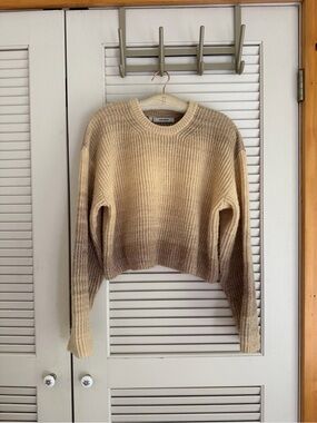 Oval Square Crewneck Sweater in Cream and Brown